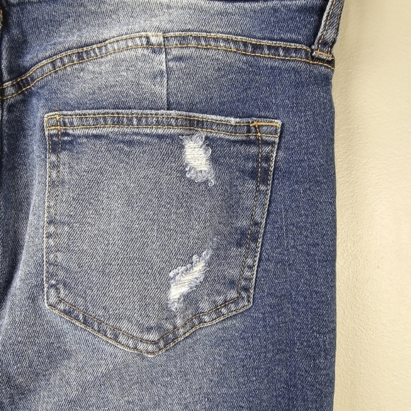 ARIYA Denim Distressed Flared Bell Bottom Jeans Boho Cowgirl Blue Women Size 11 - Picture 8 of 13